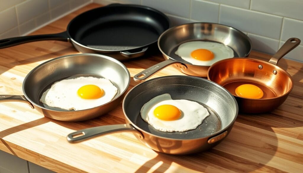 Different types of pans for skillet cooking