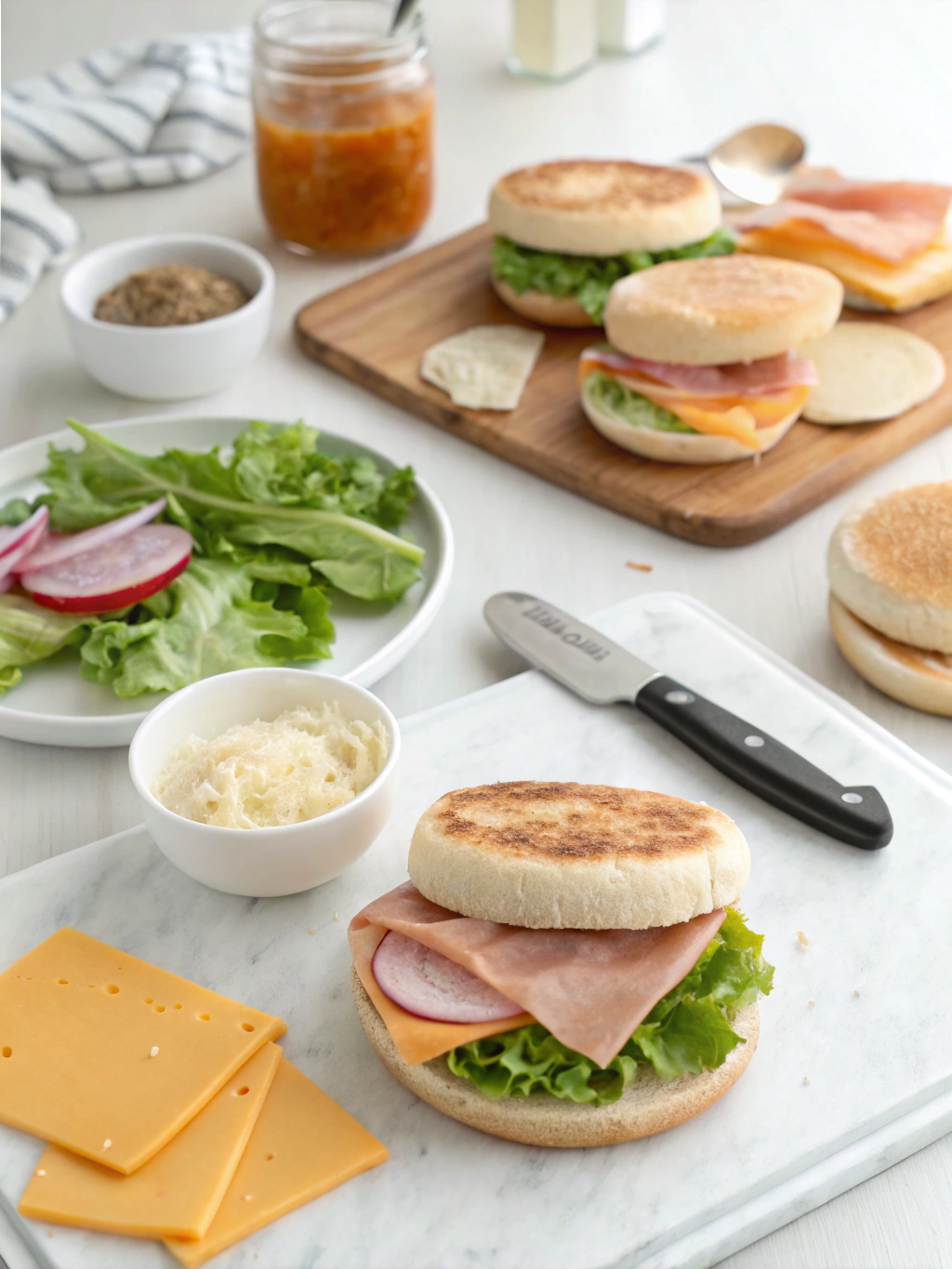 English Muffin Sandwich preparing steps