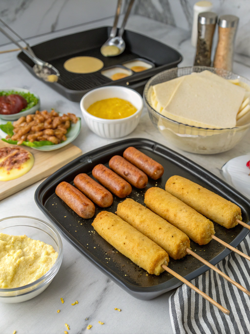 Breakfast Corn Dogs preparing steps