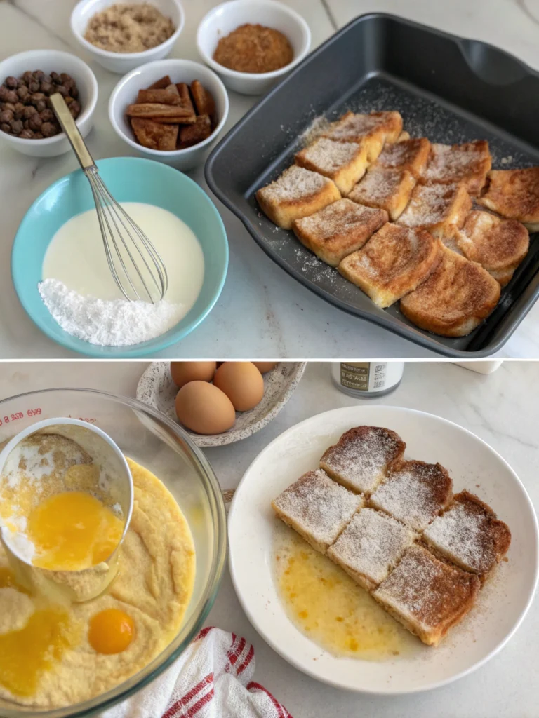 Croissant French Toast preparing steps
