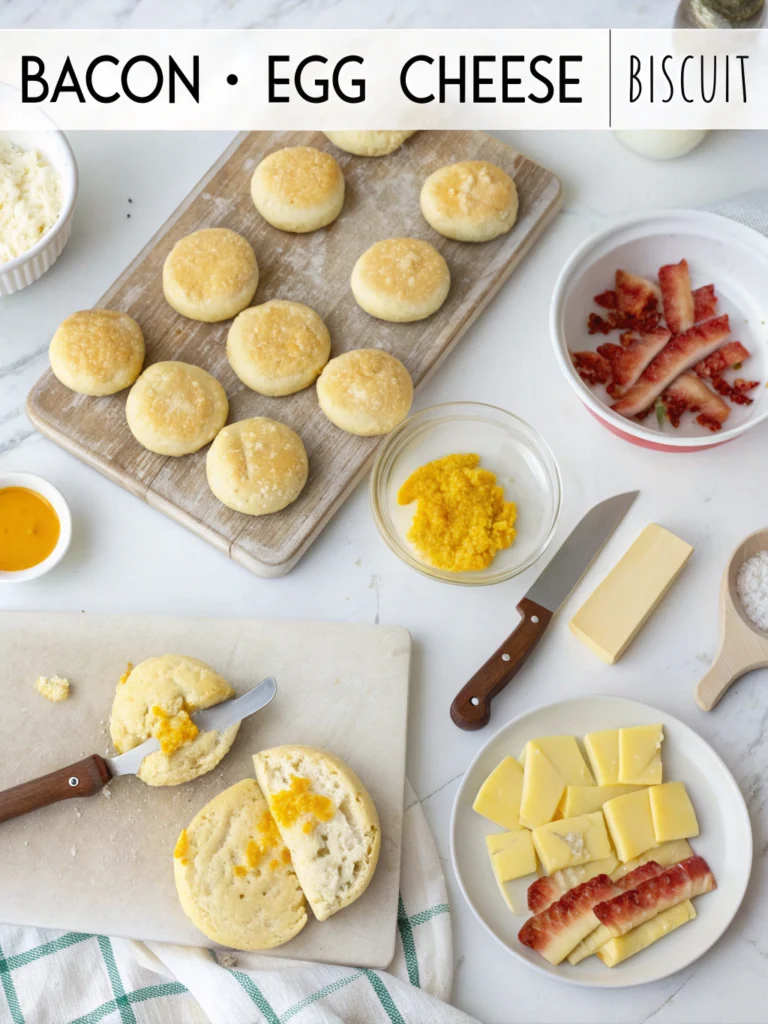 Bacon Egg Cheese Biscuit preparing steps