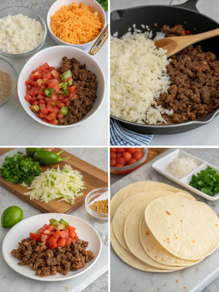 Taco Rice Recipe preparing steps
