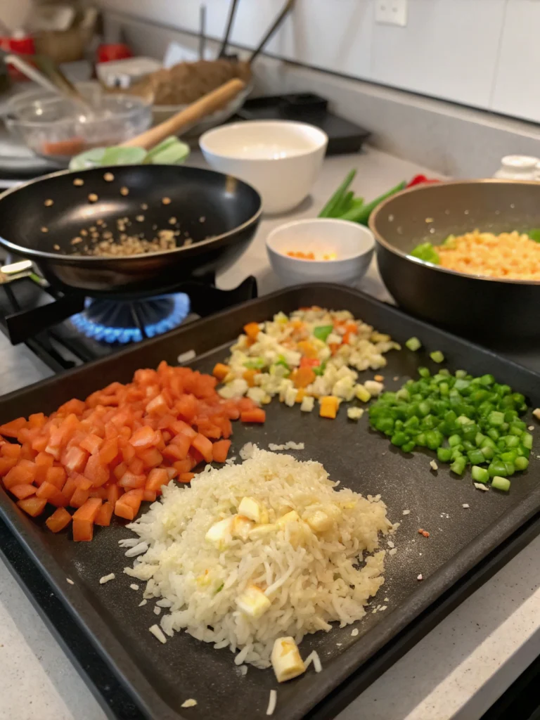Blackstone Fried Rice Recipe preparing steps