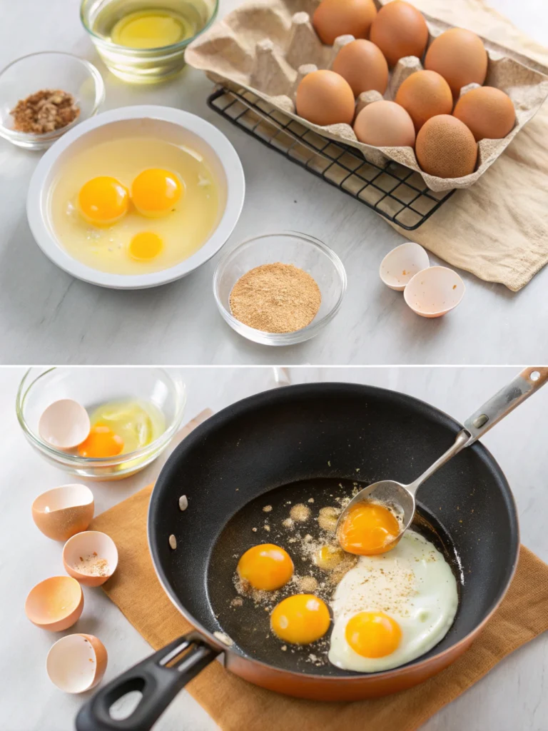 Over Hard Eggs preparing steps