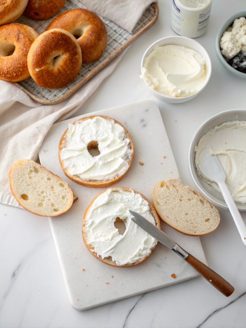 Bagel with Cream Cheese preparing steps